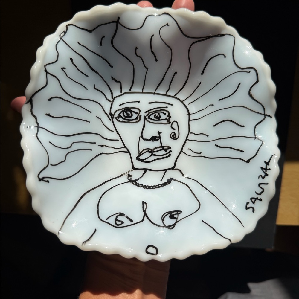 Salazar Original on Antique Milk Glass – 1/1 Art Object